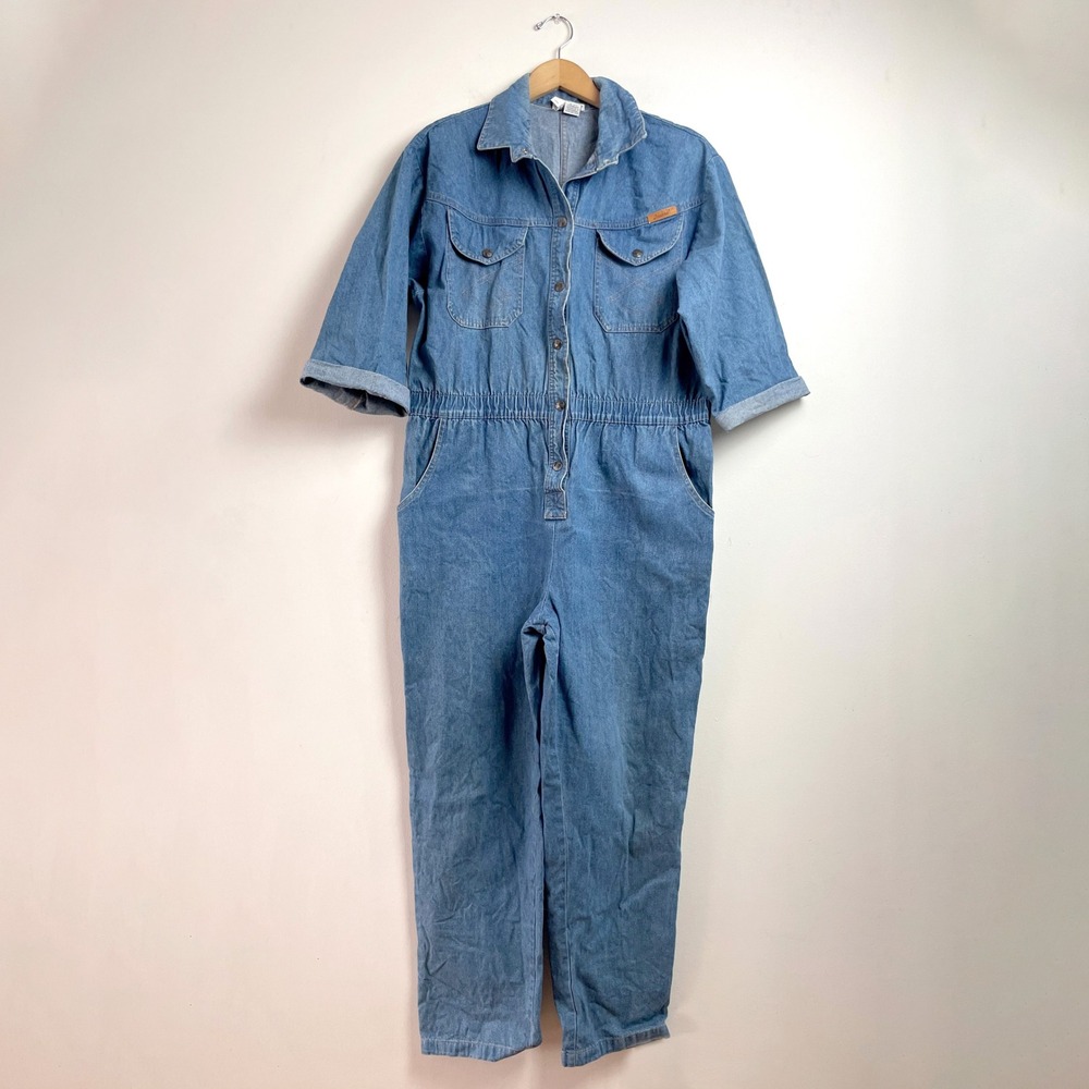 Denim Jumpsuit Large Vintage 90s Cotton Utility Coveralls Retro Western Country